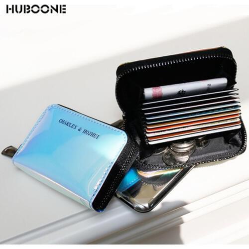 New Lanyard Laser Holographic Wallet Women Purse Small Card Wallet Women Purses Zipper Coin Purse Multifunction Card Holder