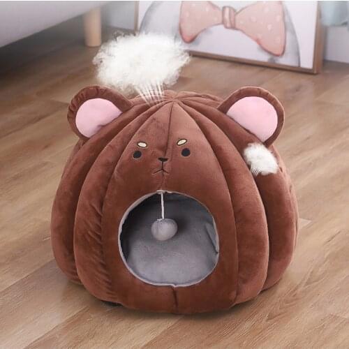 Pet Cat Bed Nest House Bear Shape Cute Tent Washable Dog Sleeping Beds Winter Warm Nest for Puppy Cats Supplies