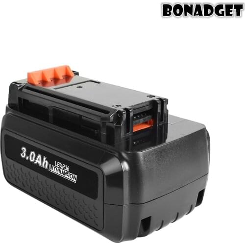 Bonadget For Black & Decker 40V 3000mAh Li-ion Rechargeable Power Tool Battery LBXR36 BL2036 LBX2040 LST136,LST420,LST220 L50