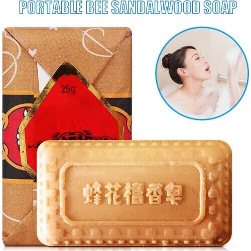 2019 25g Mini Soap Bee Flower Sandalwood Acne Soap Bath Removing Mites Travel Package Toilet Soaps