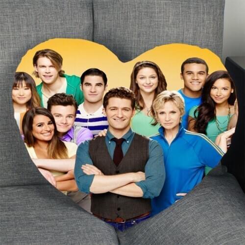 New Arrival Glee TV Pillowcase Heart Shape Satin Fabric Pillow Cover For Home Bedroom Wedding Decorate Pillow Cases