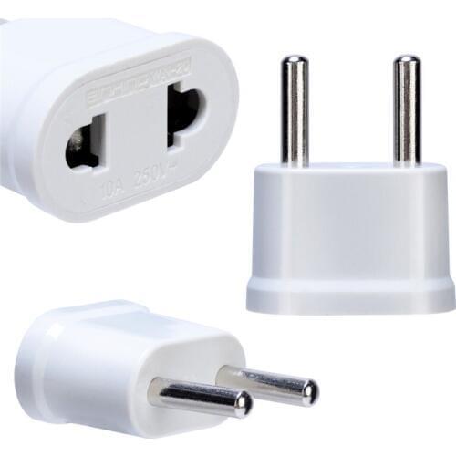 New US USA to EU Europe Power Plug Adapter White AC Travel Power Converter Wall Charger