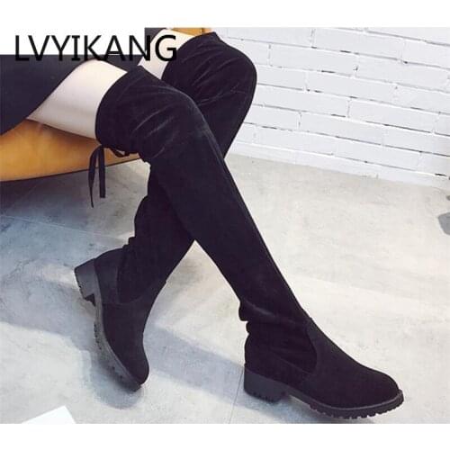 2019 Slim Boots Sexy Over The Knee High Suede Women Snow Boots Womens Fashion warm Winter Thigh High Boots Shoes Woman