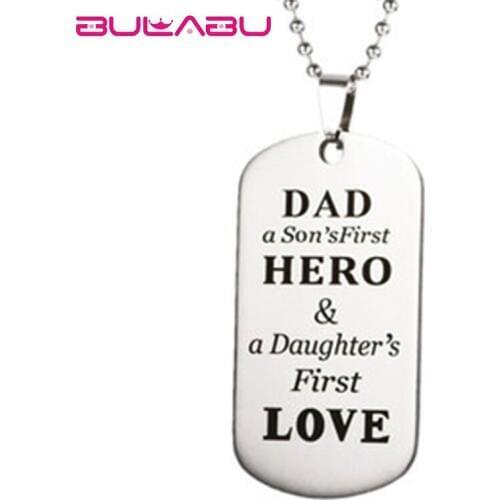 New Fathers Day Fashion Customed Necklaces Pendant Personalized Engraving Sliver Stainless Steel Necklace Jewelry erkek kolye