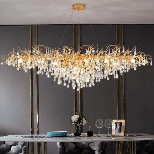 Nordic luxury crystal LED chandelier restaurant living room hotel lobby interior lamp home decoration LOFT kitchen lamp