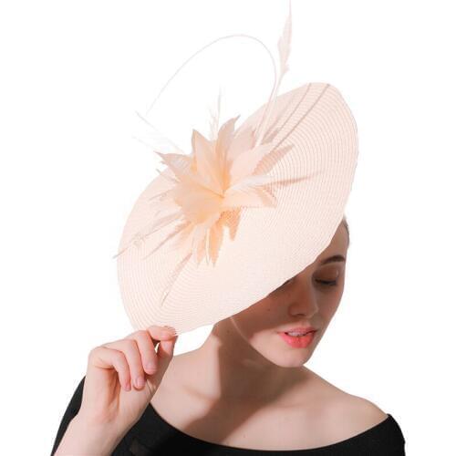 2019 Ladies Fascinator Straw Hats Bride Wedding Hats and Fedoras for Women Elegant Church Hats Top Hat Feather Clip LM067