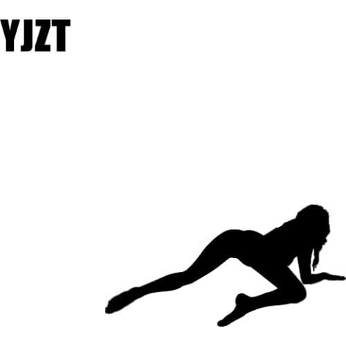 YJZT 11.4*5.8CM Nice Design Sexy Kneel Crawling Lady Black/Silver Skillful Manufacture Vinyl Decals Covering The Body C20-0298