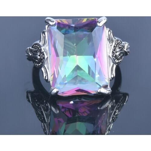 Womens Vintage 925 Sterling Silver Multicolor Zircon Ring Gemstone Ring Engagement Wedding Gift Jewelry Wholesale