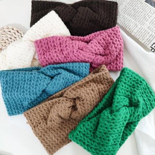 New Knitted Knot Cross Headband for Women Autumn Winter Girls Turban Headwear Elastic Hair Band Warm Hair Accessories