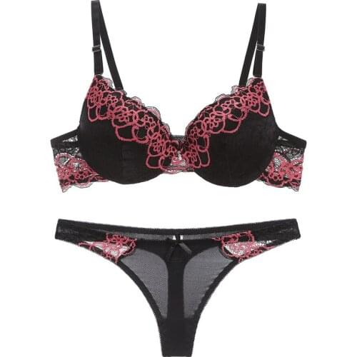 CYNTHRA Bras Suit Womens Sexy Lace Embroidered Underwear Breathable Push Up Adjustable Beauty Back Hot Female Lingerie Sets