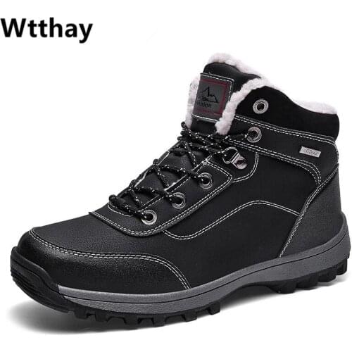 Winter Snow Boots Men Waterproof Ankle Safety Work Boots Mens Outdoor Hikking Boots Leather Males Military Boots Bota Masculina