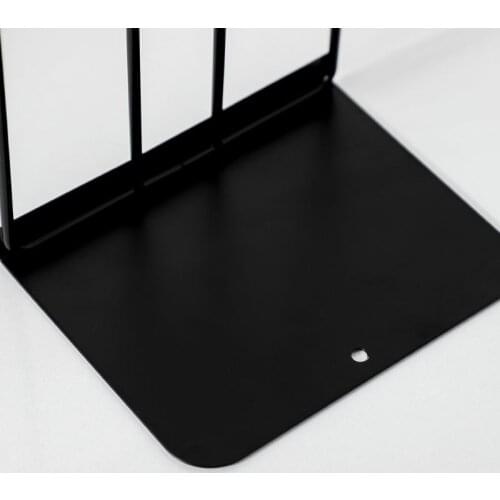 1 Pair Bookend Book Stand Support Simple Iron Desktop Non Slip Rack Shelf Holder P9YA