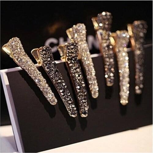 Xiwstar 1Pcs Women Girls Pearl Rhinestone Duckbill Clips Alligator Hair Bangs Clip Hairpin 2.36*0.70 inch