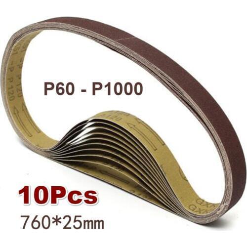 10Pcs Sanding Belts 760x25mm 60-1000 Grit Strip Oxide Paper Abrasive For Wood Metal Sanding Abrasive Tools