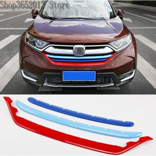 3pcs For Honda CRV CR-V 2017-2018 ABS Chrome Front Bottom Center Grille Frame Cover Trim Car Styling
