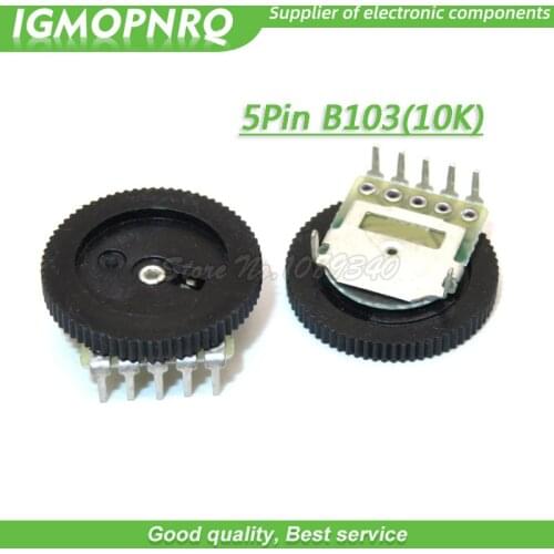 5pcs 5Pin 16*2mm Double Gear Tuning Dial Potentiometer B103 10K Dial Potentiometer IGMOPNRQ