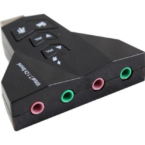 7.1 Channel USB 2.0 External Sound Card w/Dual 3.5mm Headset and Microphone Jack Interface,Laptop USB Stereo Mic Audio Adapter