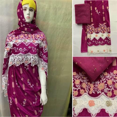 African velvet lace fabric 2020 high quality 7 yards with embroidered velvet silk fabric for wedding sewing material. L88198