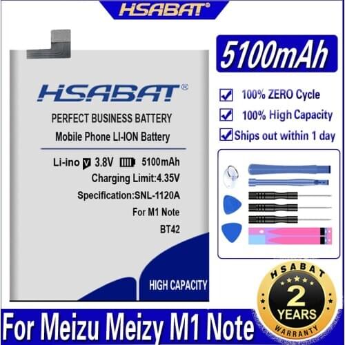 HSABAT 5100mAh BT42 Battery For Meizu Meizy M1 Note Battery