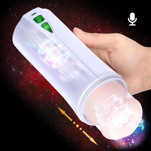 Automatic Telescopic Male Masturbator Cup Vagina For Husband Sucking Sex Tools For Men Pussy Adult Voice Machine Sex Toy For Men