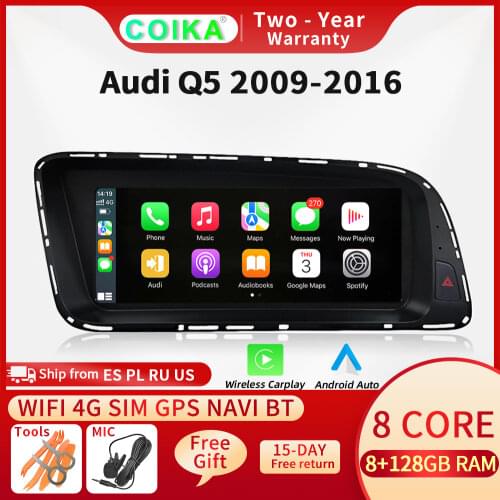8.8" Octa Core Car Multimedia Radio For Audi Q5 2009-2016 Android 10.0 System Google BT Music GPS Navi 4G SWC Carplay 4+64G RAM