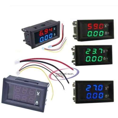 Mini Digital Voltmeter Ammeter DC 100V 10A Panel Amp Volt Voltage Current Meter Tester 0.56" Blue Red Dual LED Display