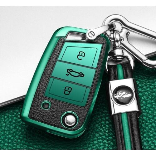 Colorful TPU+Leather grain Car Key Cover Case For Volkswagen VW Golf 7 mk7 Seat Ibiza Leon FR 2 Altea Aztec For Skoda Octavia A7