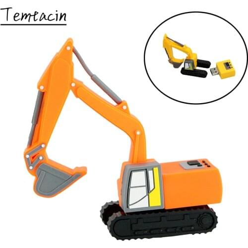 Pen driver cartoon Excavator Pendrive 256gb 8gb 64gb 32gb 4 64 128 256 gb Cle USB Flash drive Disk Creative Car U Disk mini Gift