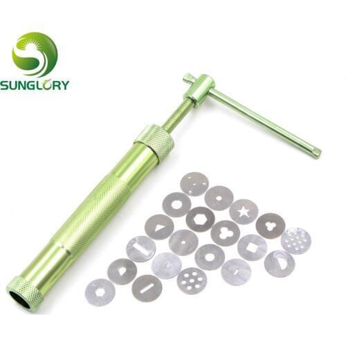 20 Discs Diskettens Stainless Steel Sugar Paste Extruder For Clay Gun Sugar Craft Fondant Cake Sculpture Polymer Baking Tools