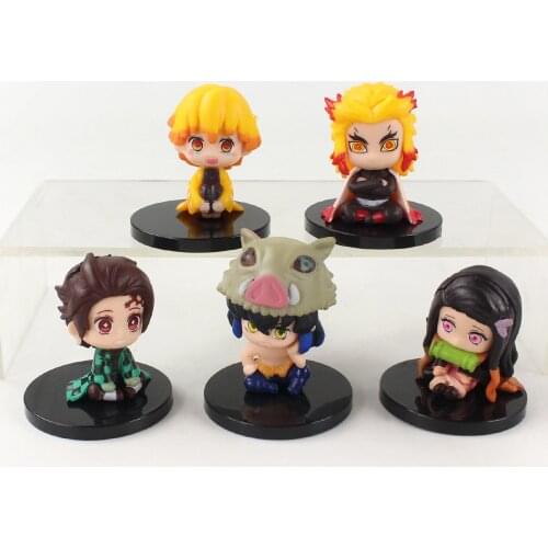4.5-5cm 5pcs/Lot Demon Slayer Figurine Kimetsu No Yaiba Nezuko Zenitsu Tanjirou Giyuu Inosuke Kyoujurou Action Figure Model Toy
