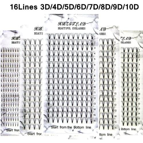 HBZGTLAD Lashes 16Lines Premade Volume Fans C/D/DD Curl Lash Russian Volume Eyelash Extensions Pre made Lash Extension Faux Mink