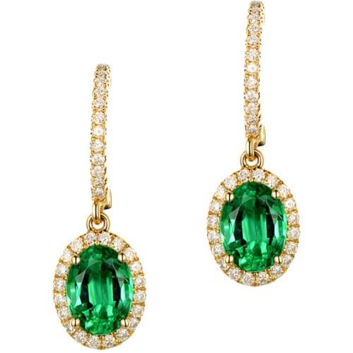 Emerald Earrings 14K Gold Classic exquisite jewelry lady wedding birthday Christmas high end jewelry gift wholesale