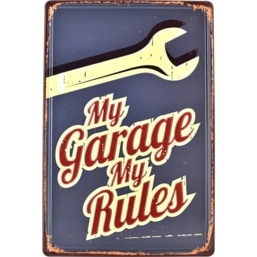 Metal Tin Sign My Garage My Rules Vintage Metal Tin Signs Decor Art Wall Art 20*30cm Tin Sign