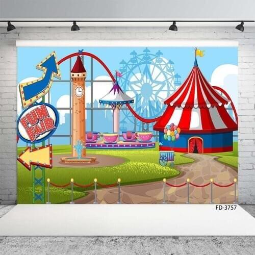 Cartoon Circus Birthday Party Background Decoration Baby Shower Children Poster Portrait Backdrops Photocall Photo Studio Props