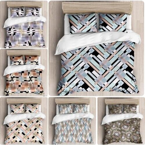 3D Bohemian Flower Duver Sover Sets Abstract Color Mosaic Bedroom Bedding Set With Quilt Cover Pillowcase Luxuty Home Textile