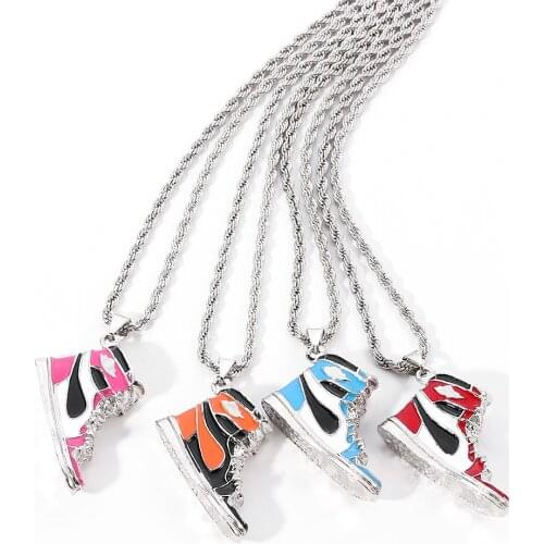 New fashion cool shoes Pendant Necklaces Men Black Chain Necklace For Men Jewelry Gift hip hop accessories for rapper