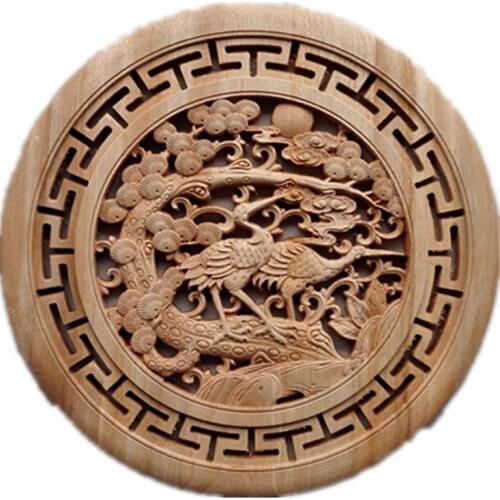 Woodcarving pendant Round pendant Chinese antique home decoration wall hanging Carving 58 cm diameter