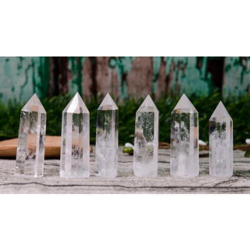 6pcs drop shipping Natural clear quartz Crystal gemstone point meditation reiki healing chakra rock quartz crystal wand gift