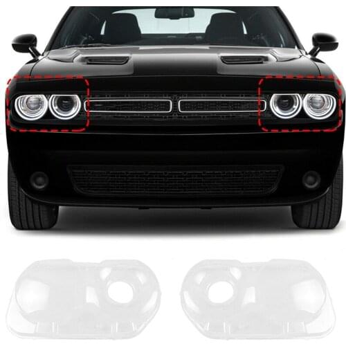 Novel-Car Head Light Lamp Cover,for Dodge Challenger Hellcat 2008-2020 Transparent Headlight Lens Shell