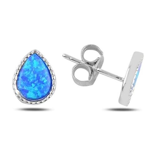 Silver 925 Sterling Drop Opal Stone Earrings