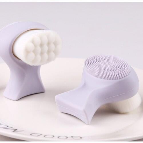 Silicone Soft Fur Double-side Face Cleanser Brushes Washing Mini Portable Massage Skin Care Facial Deep Cleaning Scrub