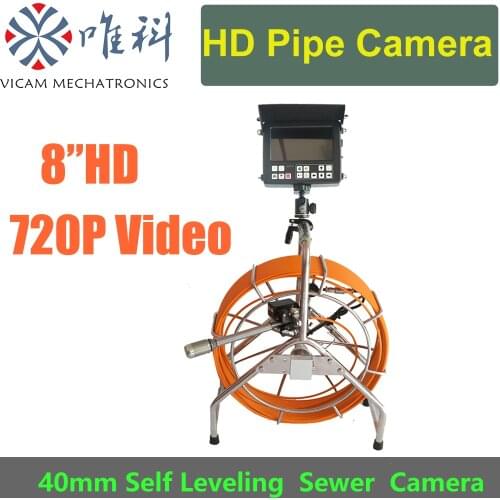 Vicam pipeline inspection camera system 60m cable HD waterproof sewer cameras with 40mm self leveling camera V8-3388AHD