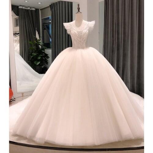 SL-8126 wedding dress vestido de noiva fiesta de boda robe de mariée 2020 muslim slub bruidsjurken hochzeit party kleid longo