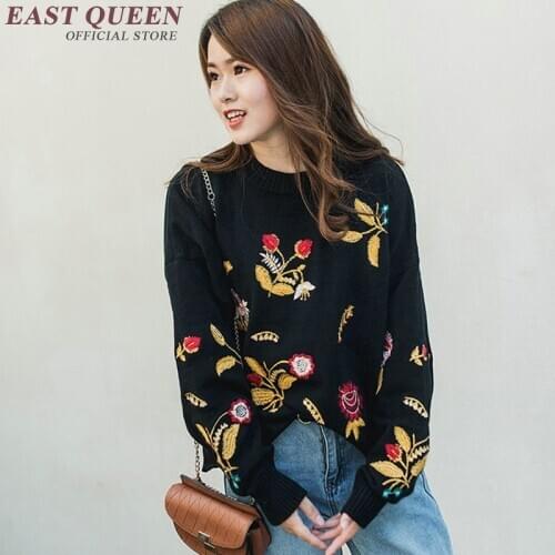 Embroidered sweater pullovers female 2018 embroidery women sweaters and pullovers womens sweaters 2018 DD210 C