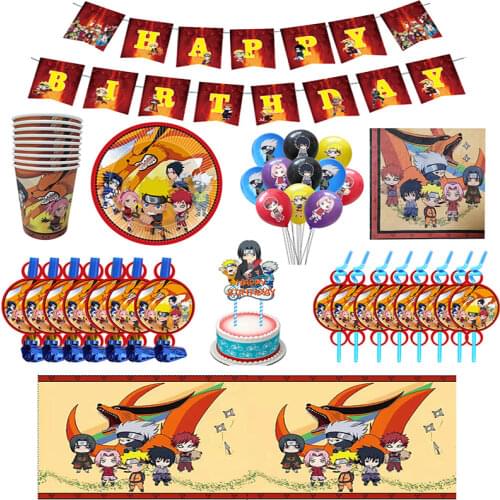 Japan Anime Ninja Theme Party Decoration Uzumaki Uchiha Sasuke Hatake Kakashi Paper Cup Plate Baby Shower Kids Birthday Supplies