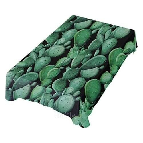 Watercolor Cactus Tropical Tablecloth Wrinkle Resistant Table Kitchen Party