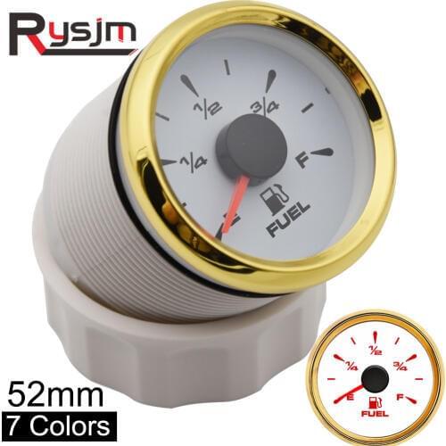 Waterproof 52mm Fuel Level Gauge 9~32V Car Boat Fuel Level Indicator with 7 Color Backlight fit for 0~190 ohm Fuel Level Sensor