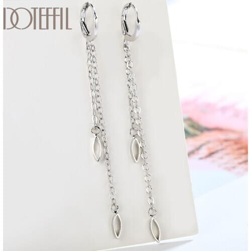 DOTEFFIL 925 Sterling Silver Charm Geometry Drop Earrings For Women Lady Wedding Engagement Party Fashion Jewelry