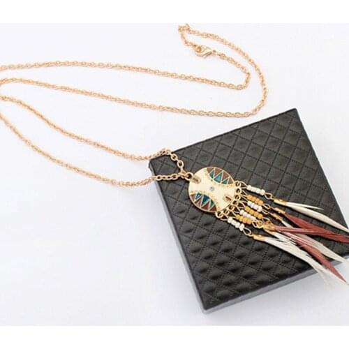 2021 New Fashion Bohemian Disc Tassel Necklace For Women Long Retro Personality Dripping Dil Female Jewelry Free Shipping