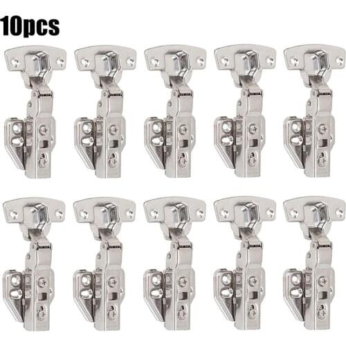 10Pcs Stainless Steel Hinge Soft Close Kitchen Cabinet Cupboard Buffer Closer Standard Door Hinges Furniture Hardware Tools